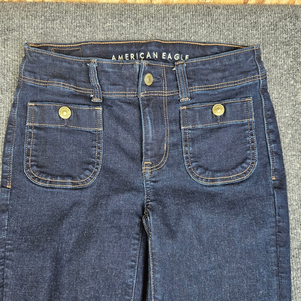American Eagle Kick Boot Jeans Women's 2 LONG Mid Rise Next Level Stretch Denim - Picture 10 of 11